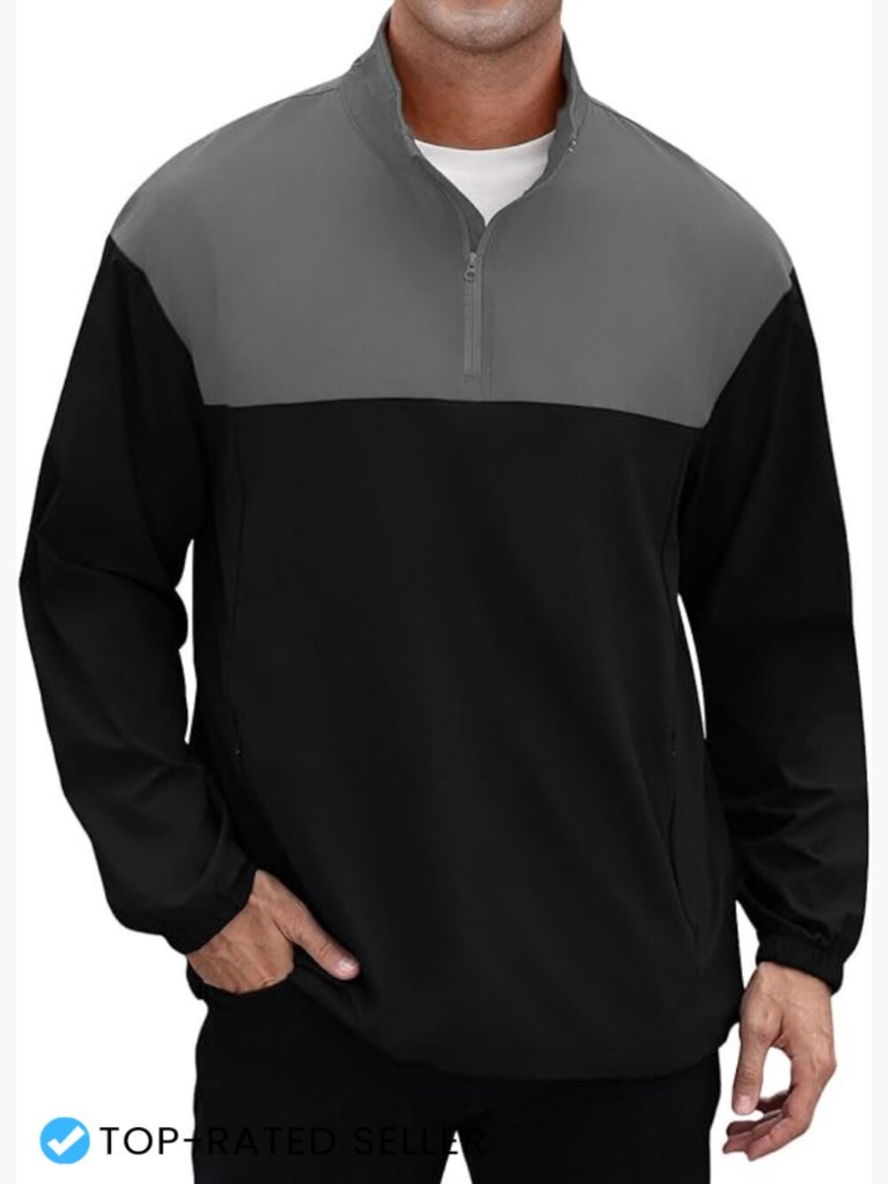 Men's Lightweight Quarter Zip Pullover Active Windbreaker Jacket with Pockets